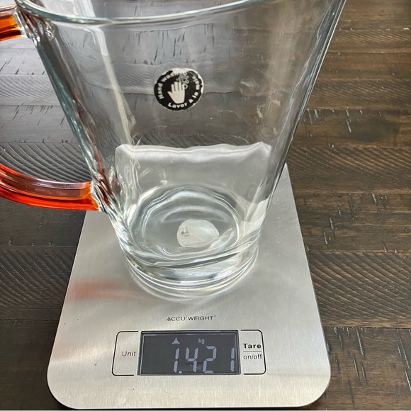 New Vtg Pasabahce 1.24L pitcher with orange handle - Picture 5 of 9